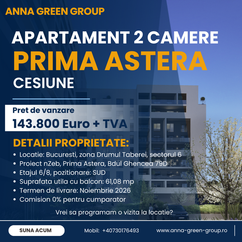 Drumul Taberei, oportunitate cesiune, Prima Astera, bloc 1 nov 2026,